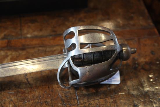 A 17th century English backsword,